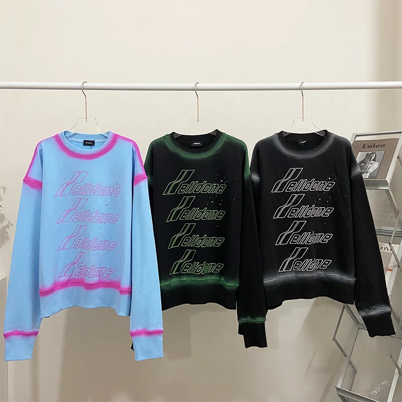 

Tie Dye WE11DONE Fashion Sweatshirts Men 1:1 High Quality Welldone Vintage Women Crewneck Pullovers Hoodie Men Clothing