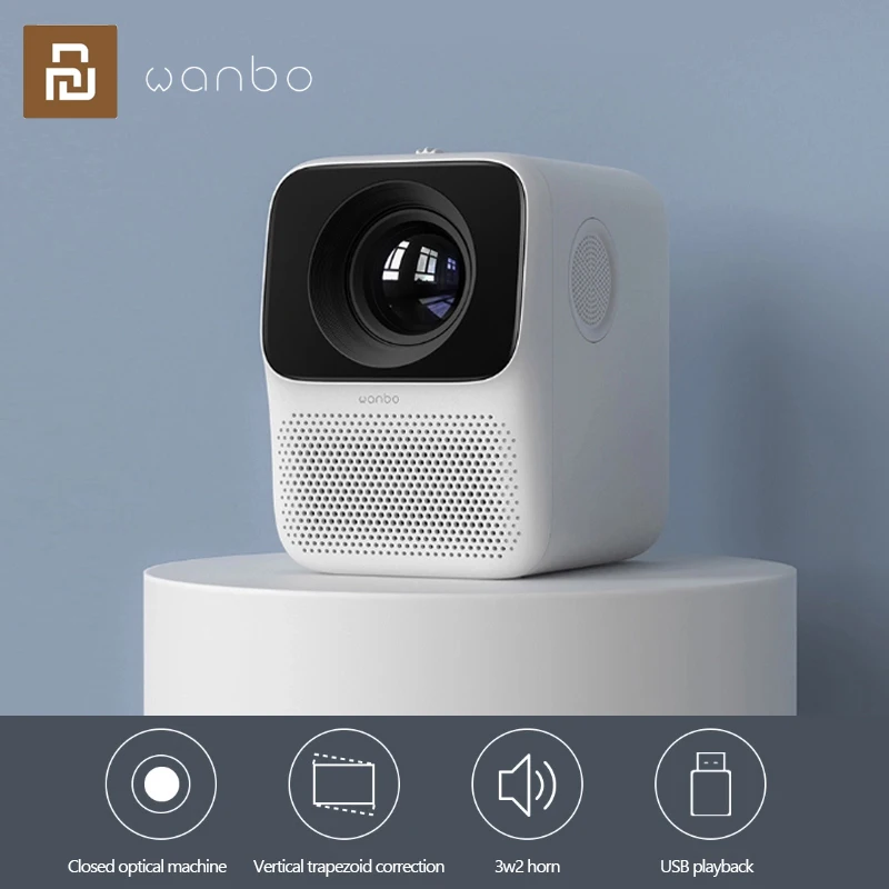  Портативный мини проектор Xiaomi Wanbo, домашний кинотеатр T2 MAX, ЖК проекторы, светодиодная поддержка, вертикальная коррекция 1080P 