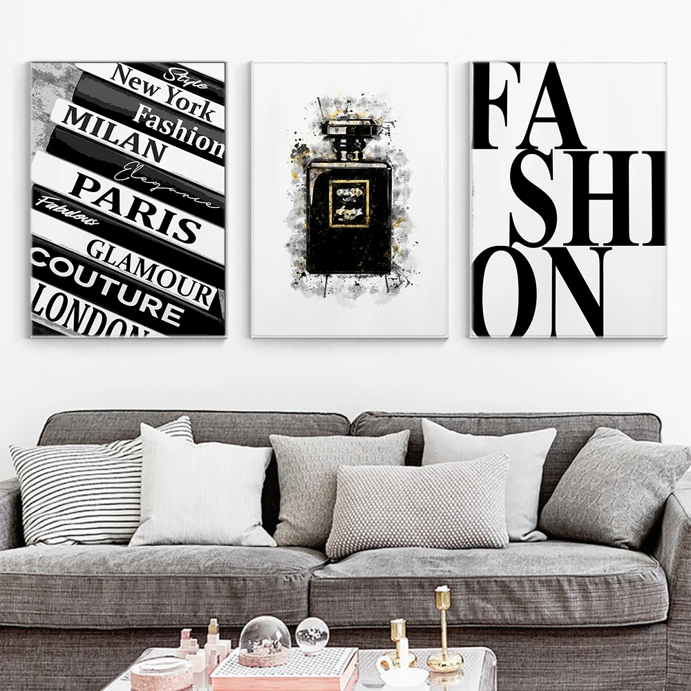 

Vintage Perfume Nordic Poster Fashion Couture Book Paris Wall Art Canvas Painting Wall Pictures For Living Room Home Unframed
