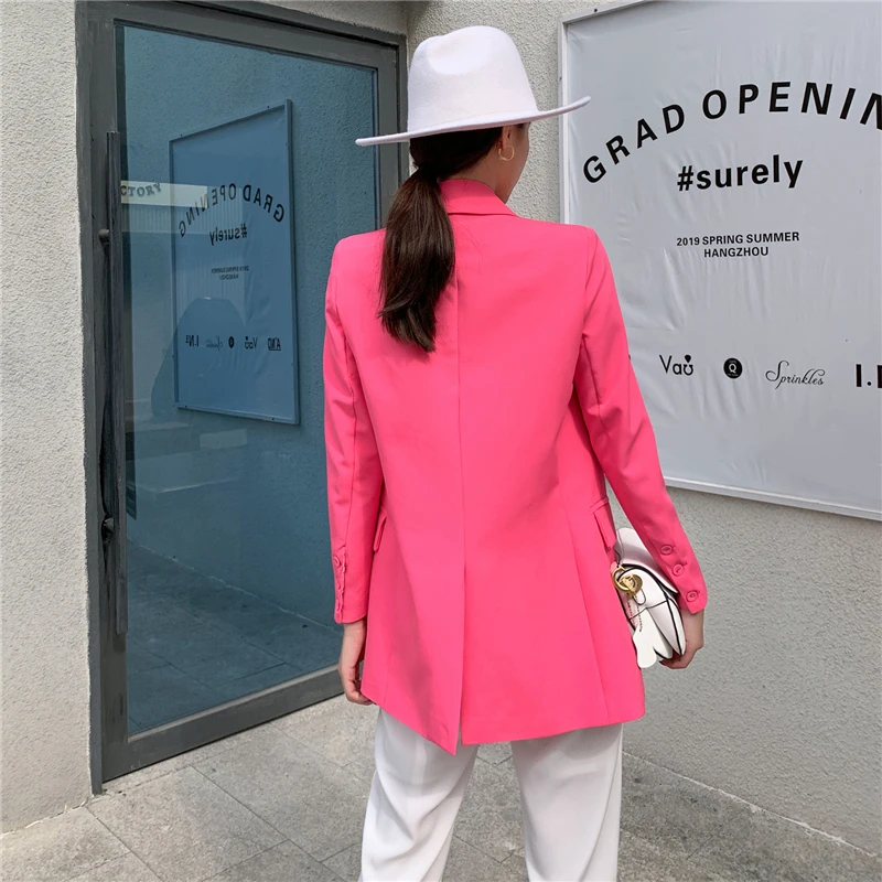 

Women Autumn Winter New Fashion Casual Solid Loose Long Sleeve Blazer Vintage Button Suit Jacket Femlae Outwear Blazer Feminino