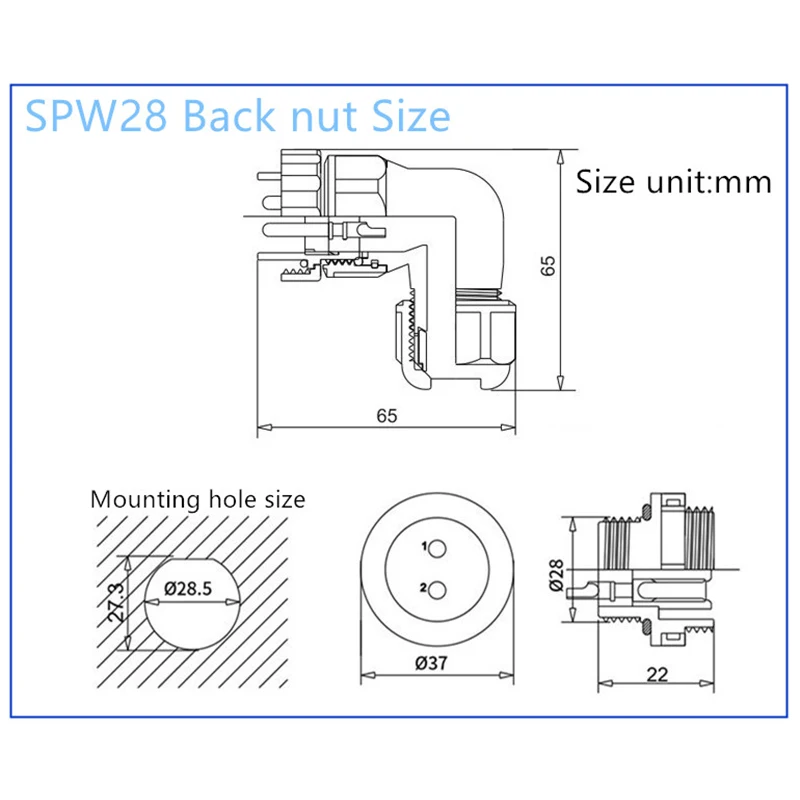 SP28 IP68 винтовая гайка водонепроницаемый авиационный кабельный разъем