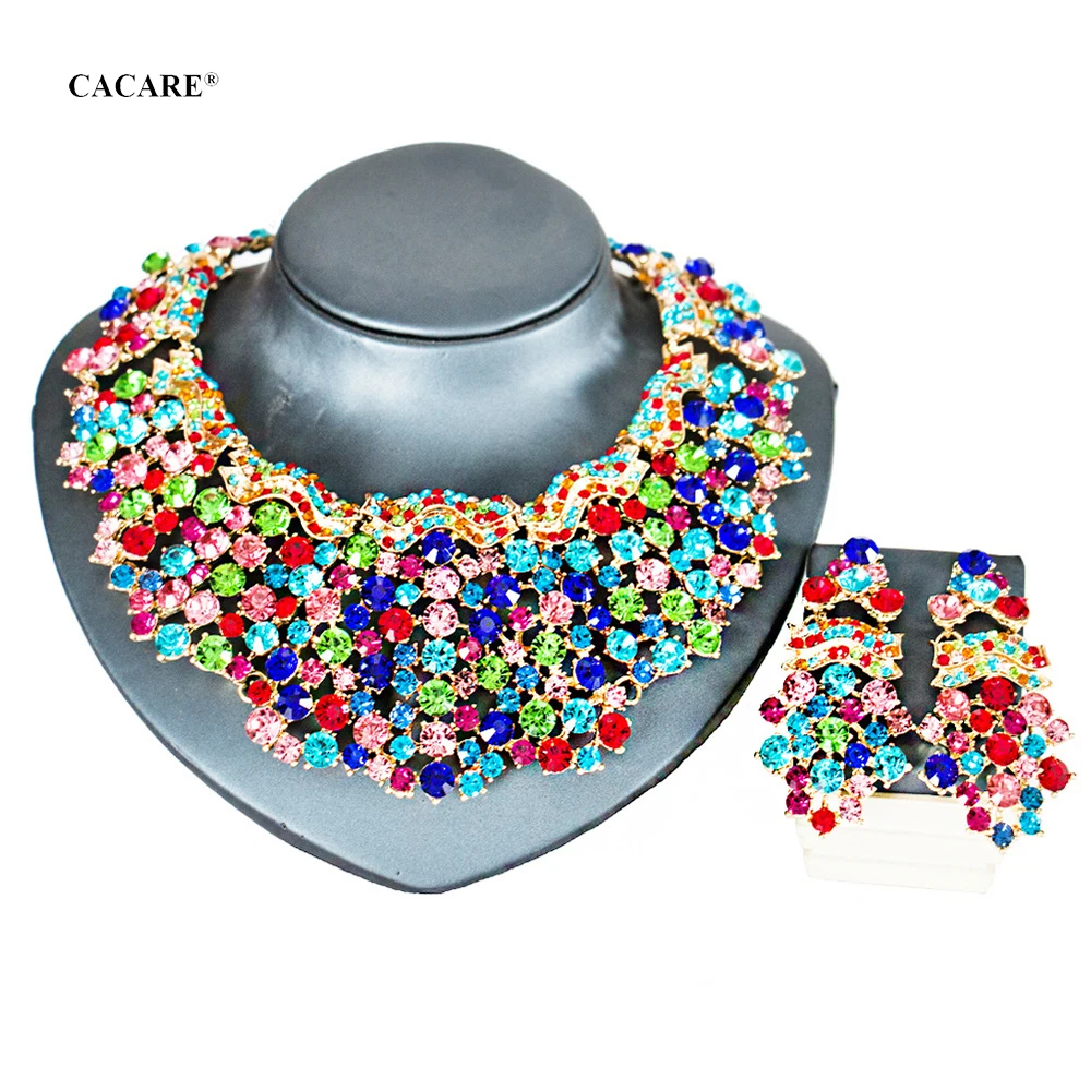 CACARE изысканные ювелирные изделия набор ожерелье серьги макси для женщин в