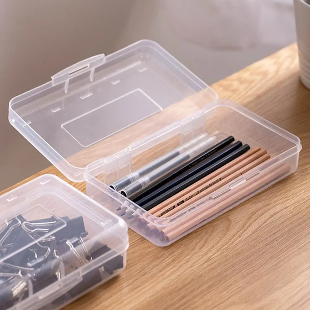 Plastic Transparent Pencil Case Stationery Box Large Capacity Stackable Design Sketch Art Student Simple for School | Канцтовары для