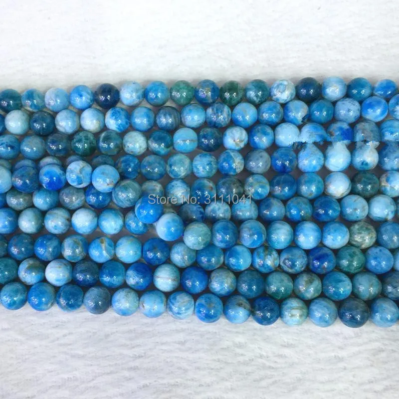 

A loose beads Apatite blue round 6/8/10/12mm 39cm for DIY jewelry making FPPJ wholesale beads nature gem stone