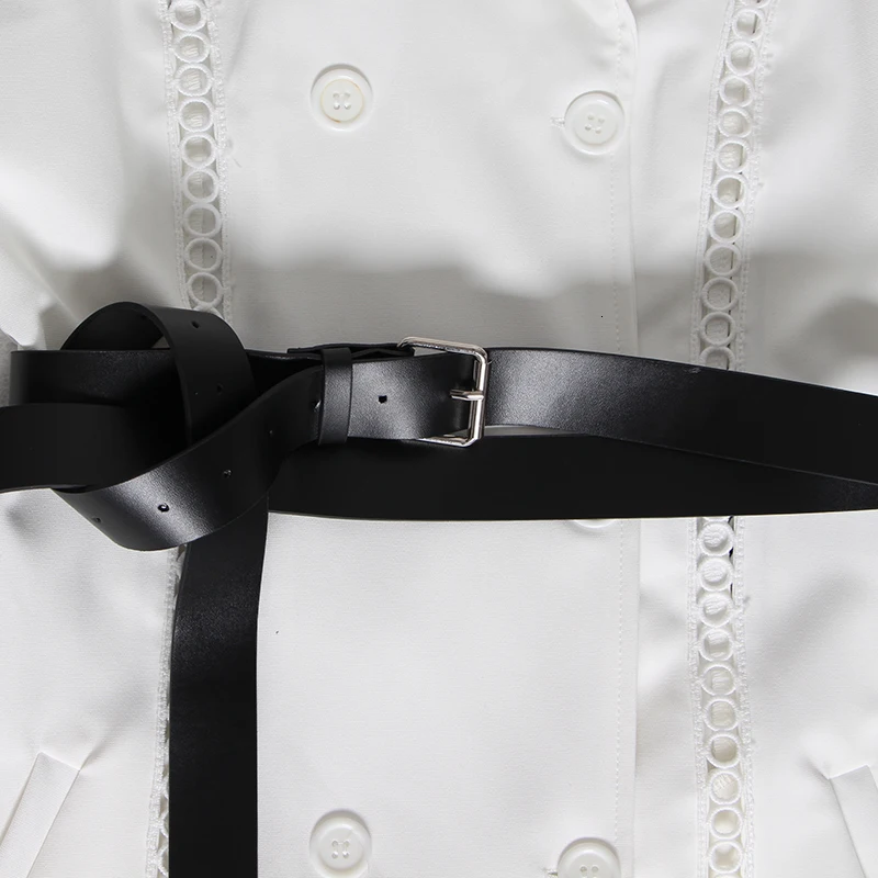 TWOTWINSTYLE корейское Открытое платье для женщин воротник с лацканами длинный рукав