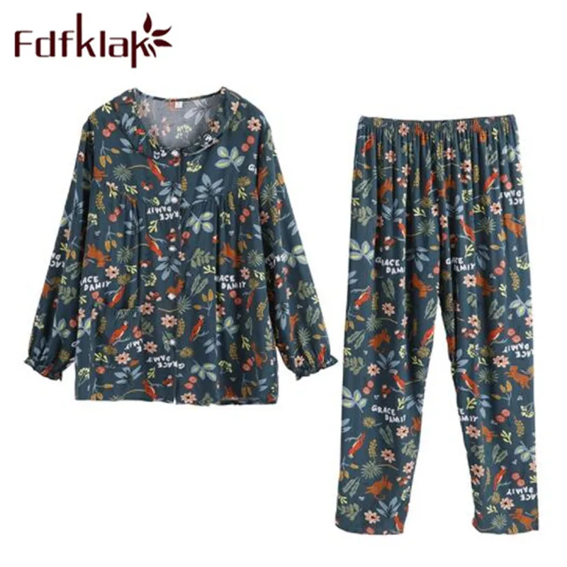 Женский пижамный комплект с длинным рукавом большого размера|Комплекты пижам| |