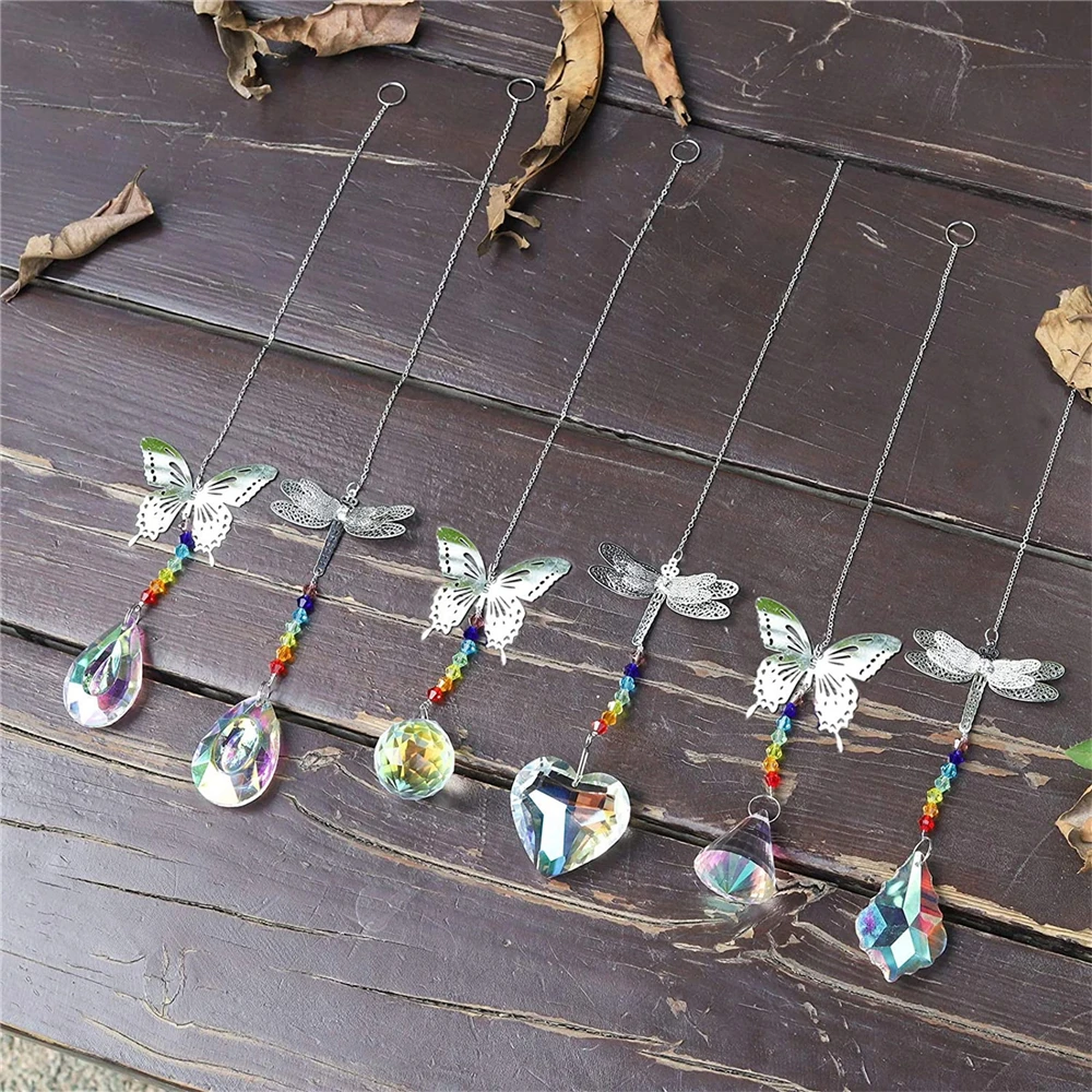 

Julie Wang 2 шт. AB-Color Sun Catcher хрустальный шар Призма Висячие капли Радуга производитель Стрекоза бабочка подвеска люстра шармы