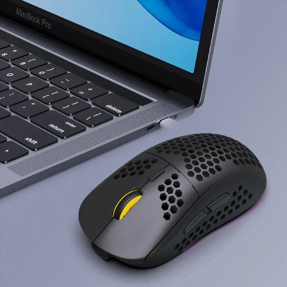 

BEESCLOVER 1pc Rechargeable Lightweight Gaming Mouse 2.4G Wireless RGB Chroma Backlight Ultralight Honeycomb Shell Mouse