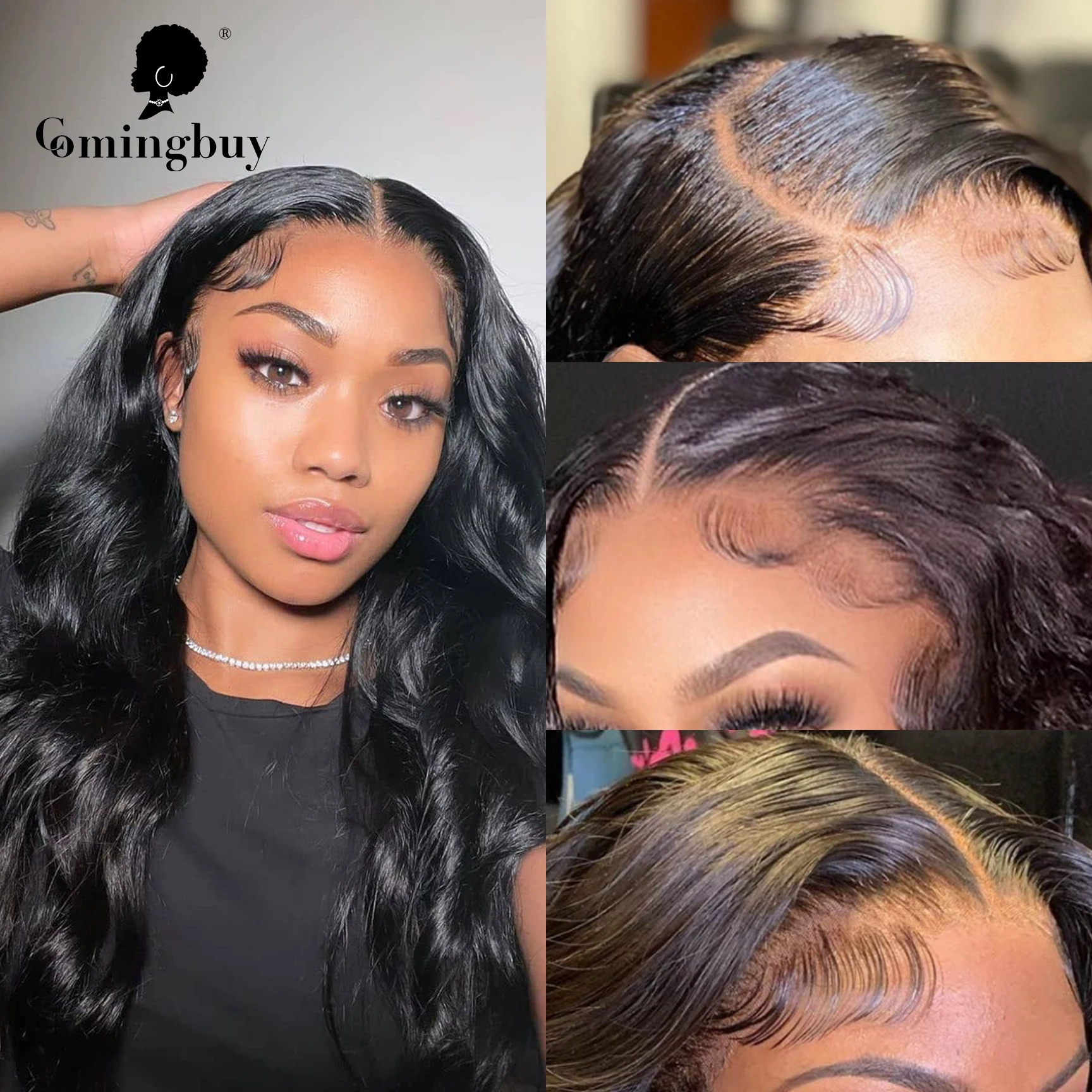 Comingbuy бразильские волнистые 13x 4 кружевные передние парики 100% человеческие волосы