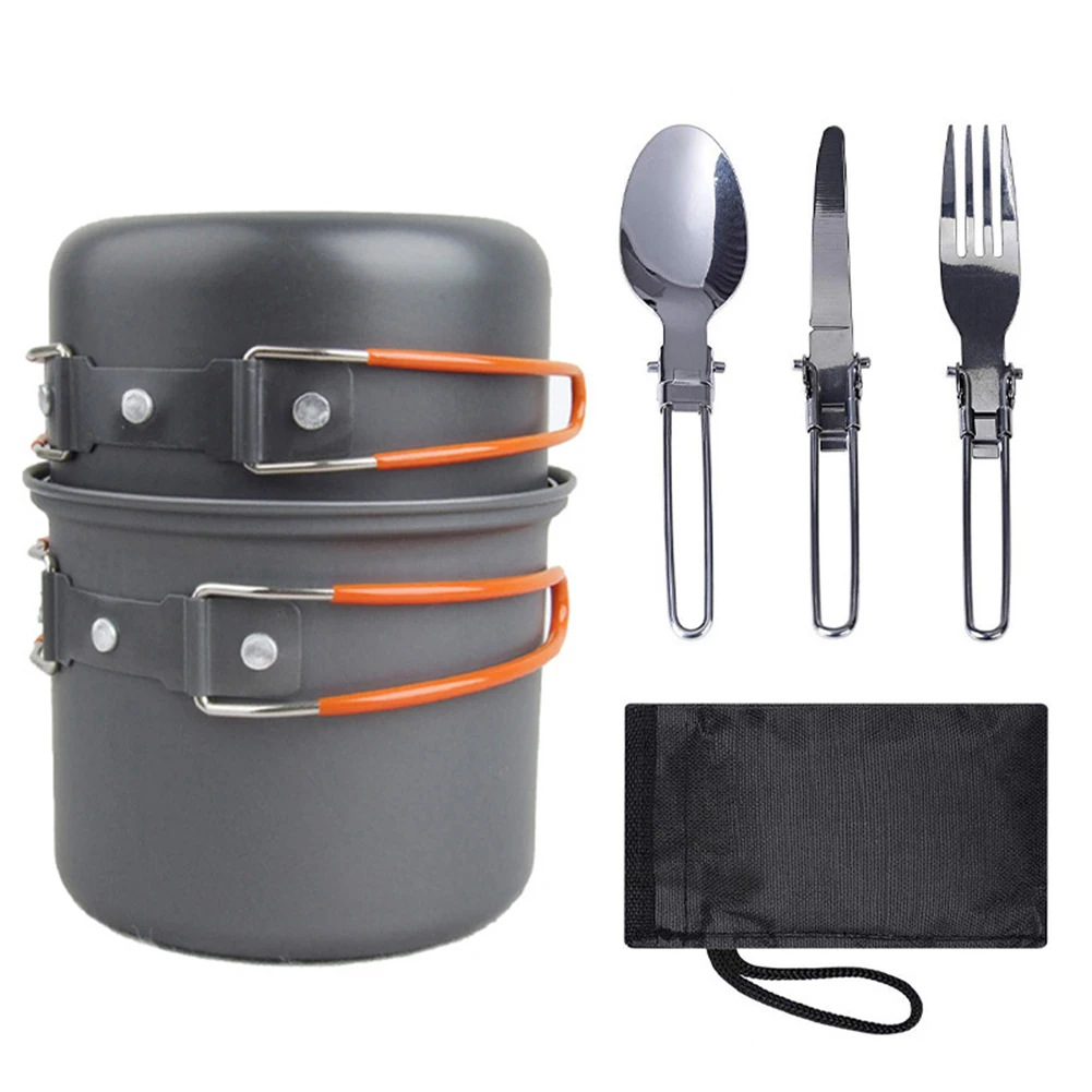 

Outdoor Camping Cookware And Utensils Set 6PCS Aluminum Portable Stackable Pan And Bowl Set Travel Kit Camping Equipment