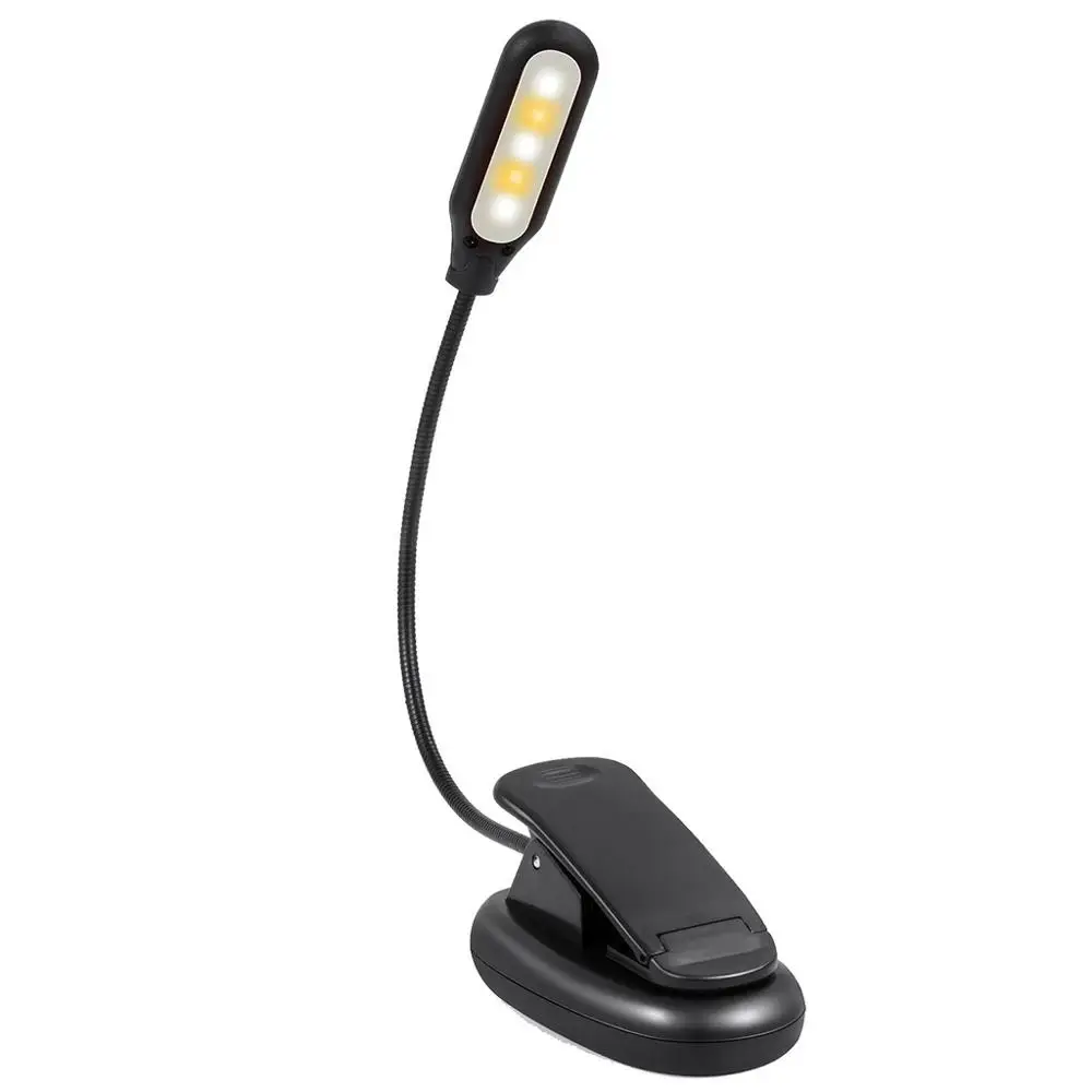 

1W Rechargeable 5 LEDs Mini Book Light Clip on Reading Light 3 Brightness Modes Flexible Table Lamp For Desk Laptop Desk Work