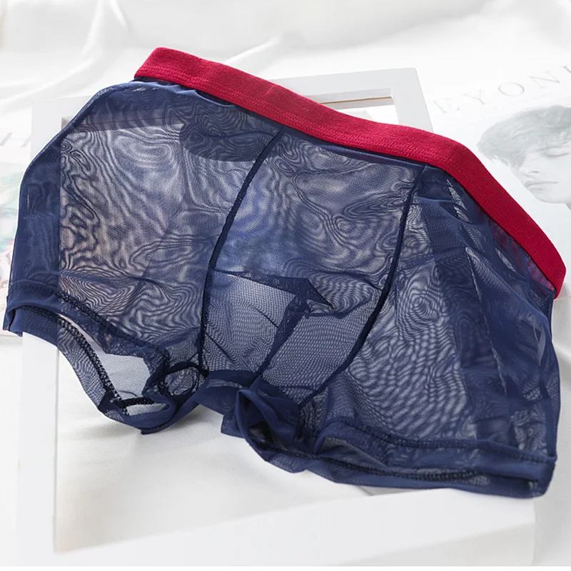 Трусы-боксеры мужские бесшовные ультратонкие пикантное нижнее белье прозрачные