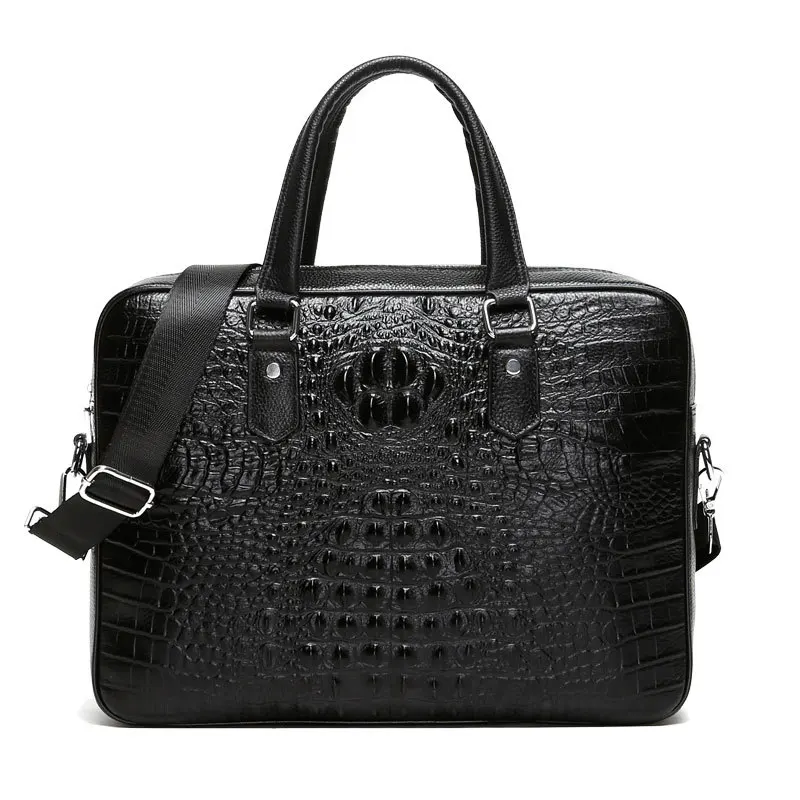 

New Luxury Alligator Cow Genuine Leather Business Men's Briefcase Male Briefcase Shoulder Bag Men Messenger Laptop Computer Bag