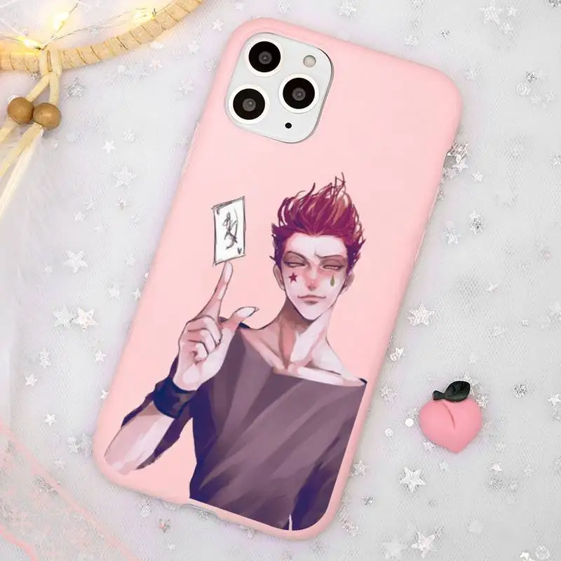

Hisoka hunter x hunter Phone Case Candy Color Pink for iPhone 11 pro XS MAX 8 7 6 6S Plus X 5S SE 2020 XR