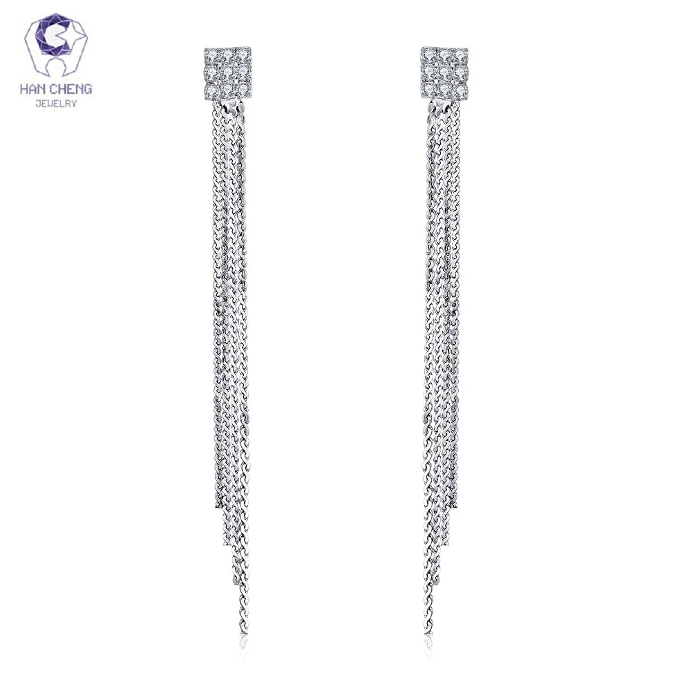 Новые модные квадратные висячие серьги HanCheng с длинными кисточками для женщин