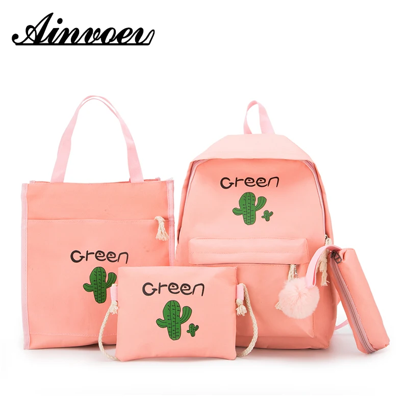 Ainvoev 4 шт. парусиновый школьный рюкзак набор для девочек-подростков наплечная