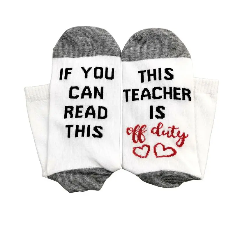 

Unisex Novelty Funny Word Letter Crew Socks If You Can Read This Nurse Teacher Is Off Duty Printed Casual Cotton Hosiery