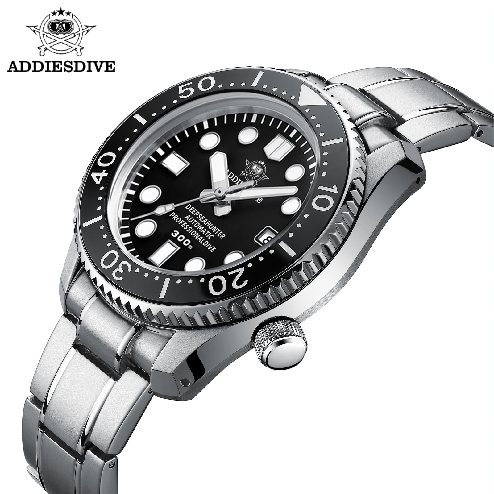 

Addies Diving Watch Water Ghost Sapphire Crystal Men Automatic Mechanical Watches Ceramic Bezel Steel Belt NH35 30Bar Luminous
