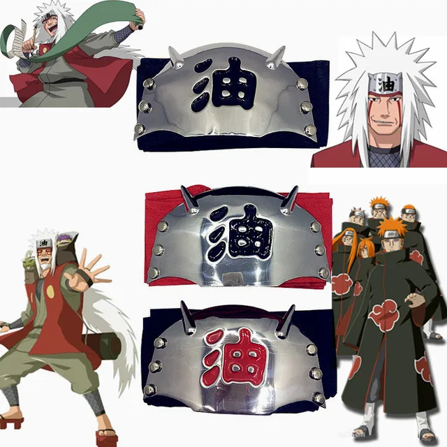 

New Anime Konoha Jiraiya Hokage Hatake Kakashi Pain Cosplay Props Headband Wristband Metal Armband Headwear Accessories