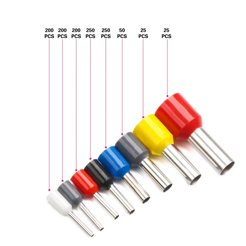 1200Pcs 22-8 AWG Wire Copper Crimp Connector Electric Ferrules Kit Insulated Cord Pin End Terminals Assorted Set | Обустройство дома