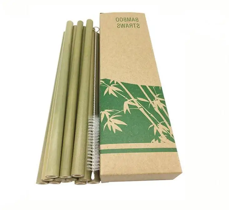 

DHL 200set 12pcs/set+brush+box Bamboo Drinking Straws Reusable Eco-friendly Party Kitchen + Clean Brush Wholesale
