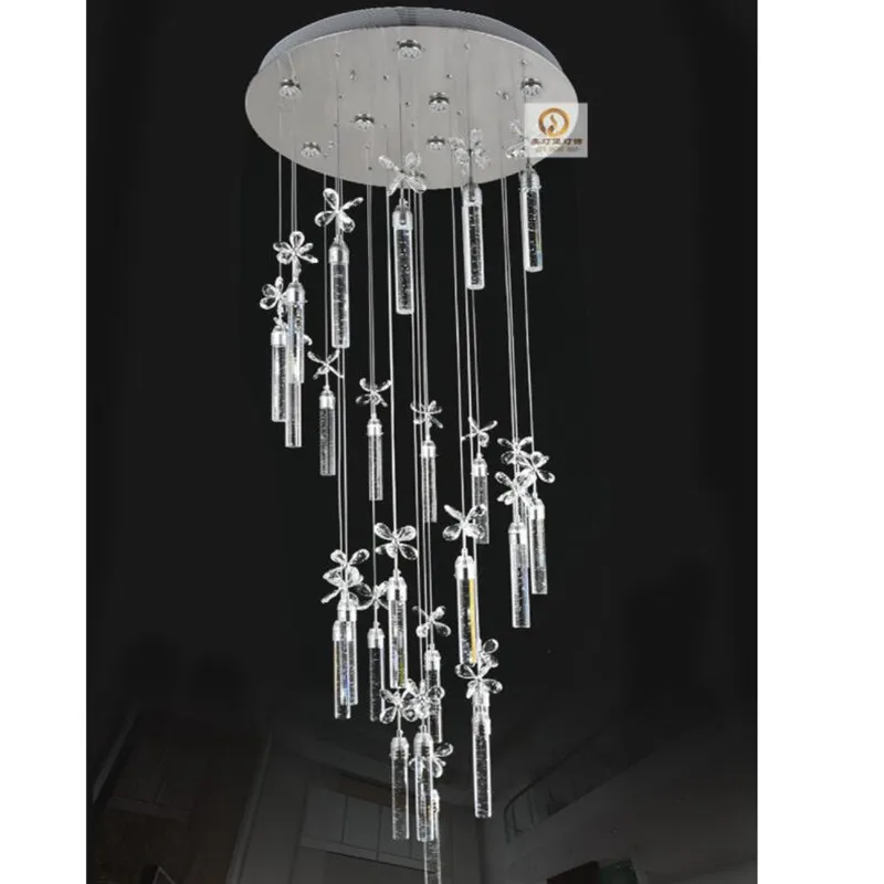 

Подвесные светильники для зданий, Потолочная люстра с двойным входом, современная хрустальная лампа для гостиной, креативная Светодиодная лампа