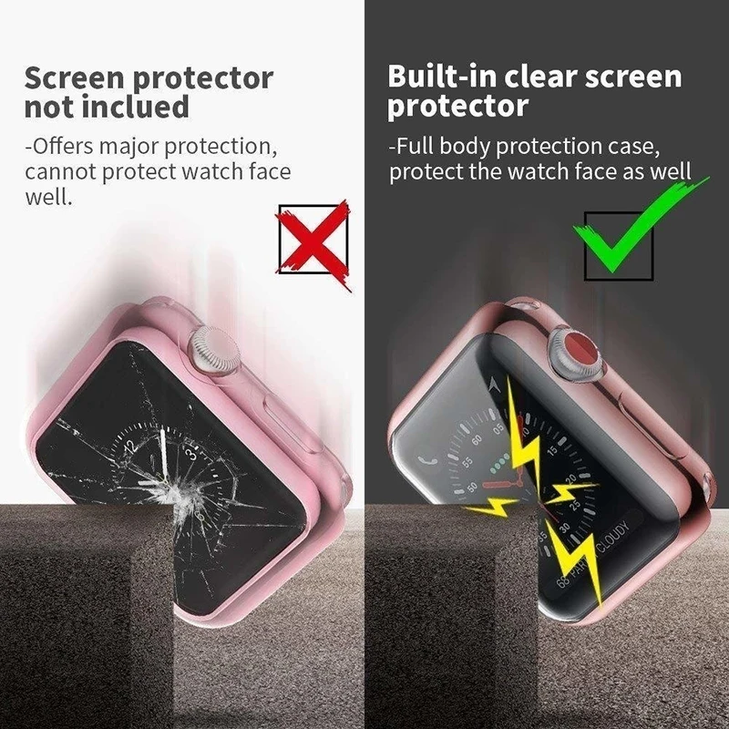Чехол для Apple Watch Series 5 4 3 2 бампер с защитой экрана 44 мм 42 40 38 защита от ударов