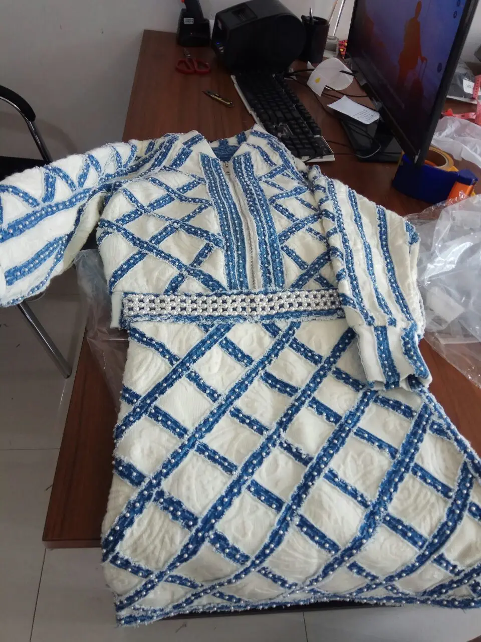 

DEAT 2021 new summer fashion women clothing round full sleeves denim wool zippers high waist short jacket female coat WL26405L