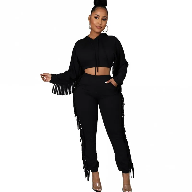 

Женский спортивный костюм из двух предметов, комплект с длинным рукавом и капюшоном, укороченный топ, верхняя одежда, Ropa Mujer, зимние модные о...