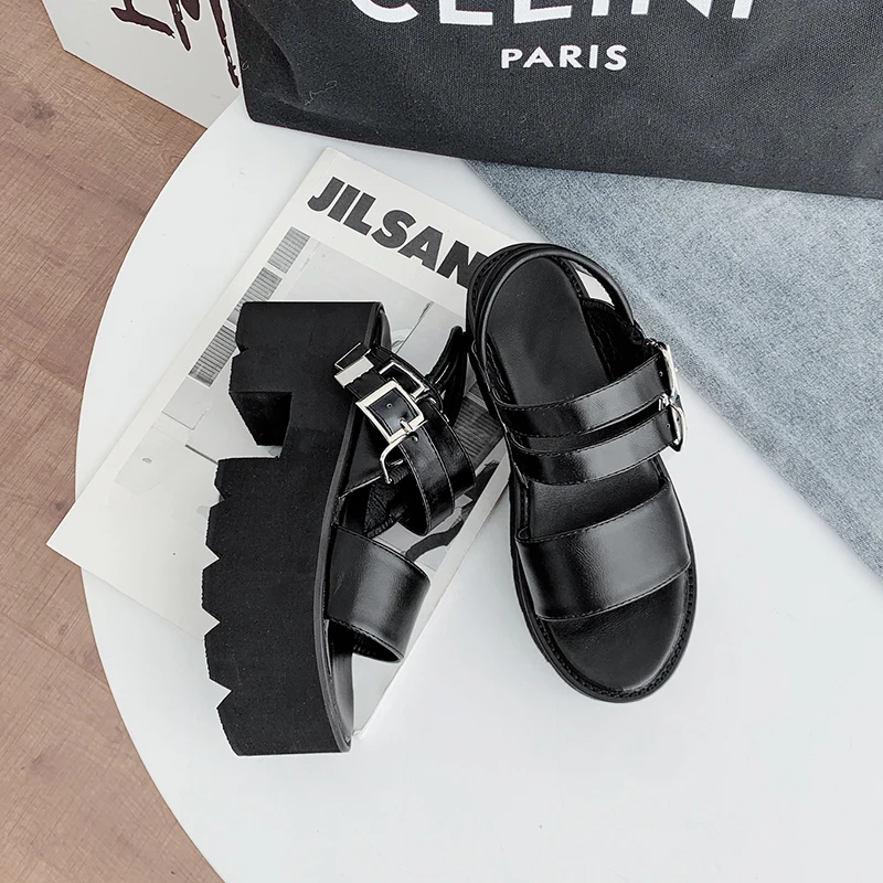 Sandalias gladiador mujer Готические сандалии в стиле панк-рок Босоножки на платформе Обувь