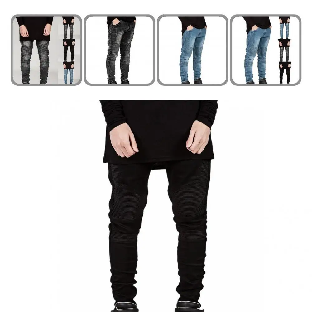 

Deep Crotch Great Elastic Spring Trousers All Match Men Jeans Slim for Home