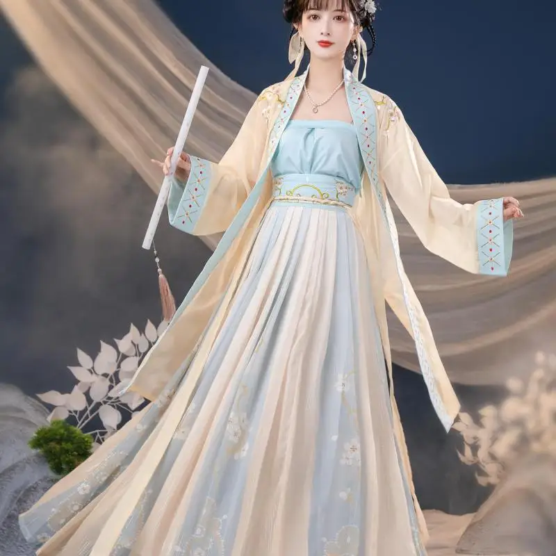 

Embroidery Women Hanfu Dress Ancient Folk Stage Performance Suit Traditional Chinese Clothing Fairy Princeness Cosplay Costume