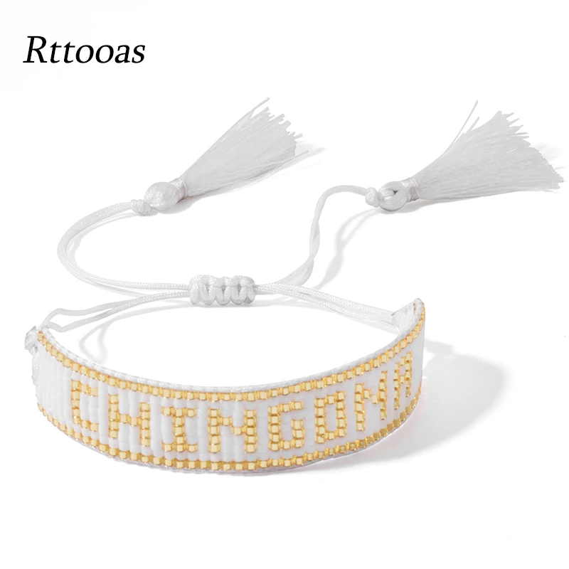 

Rttooas Evil Eye Bracelet For Women MIYUKI Beaded Handmade CHINGONA-Power Letter Bracelet Pulseria Mujer 2020 Bileklik