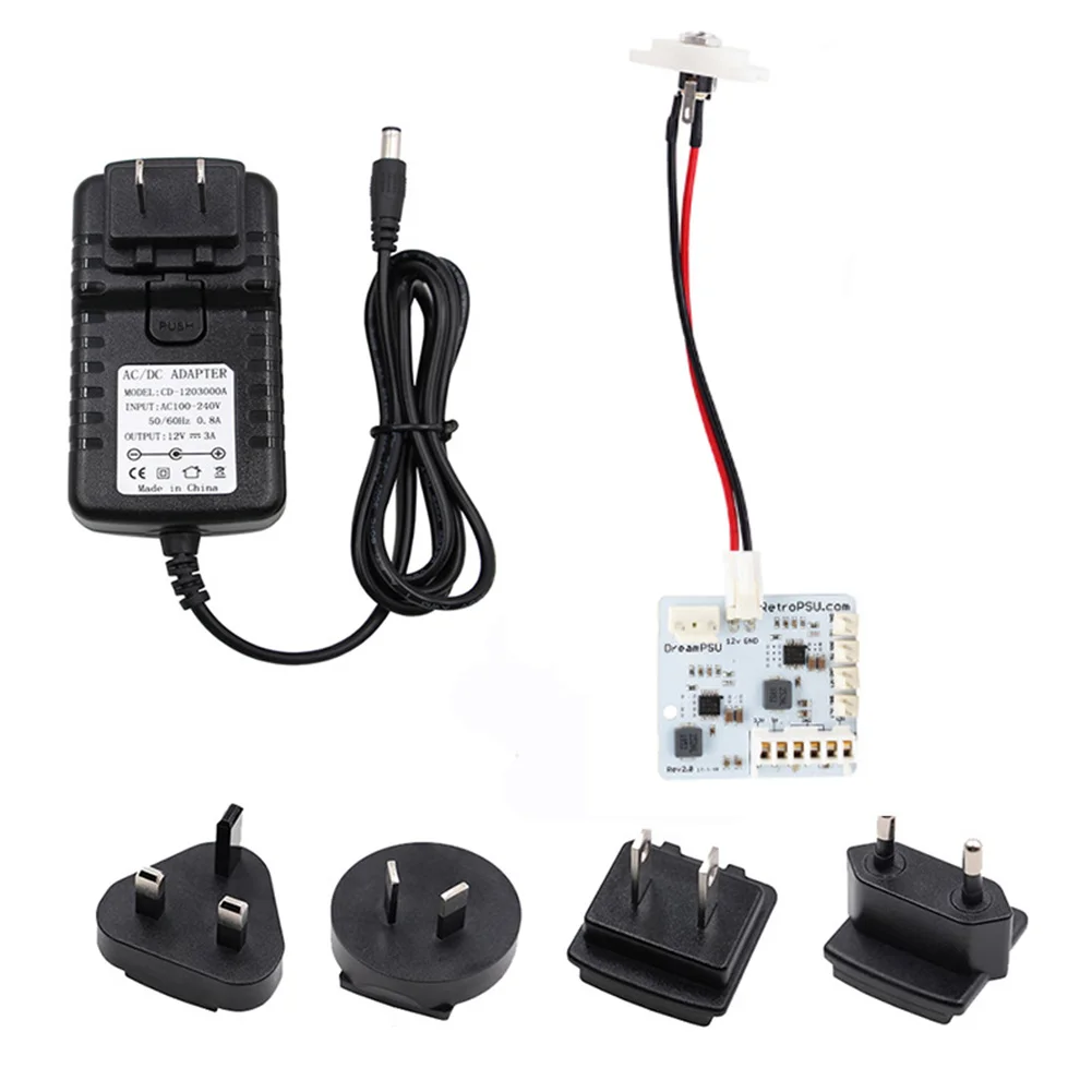 

DreamPSU Rev2.0 12V Power Supply Board + Power Plug Adapter for SEGA DreamCast Game Console Replacement Original Power Supply