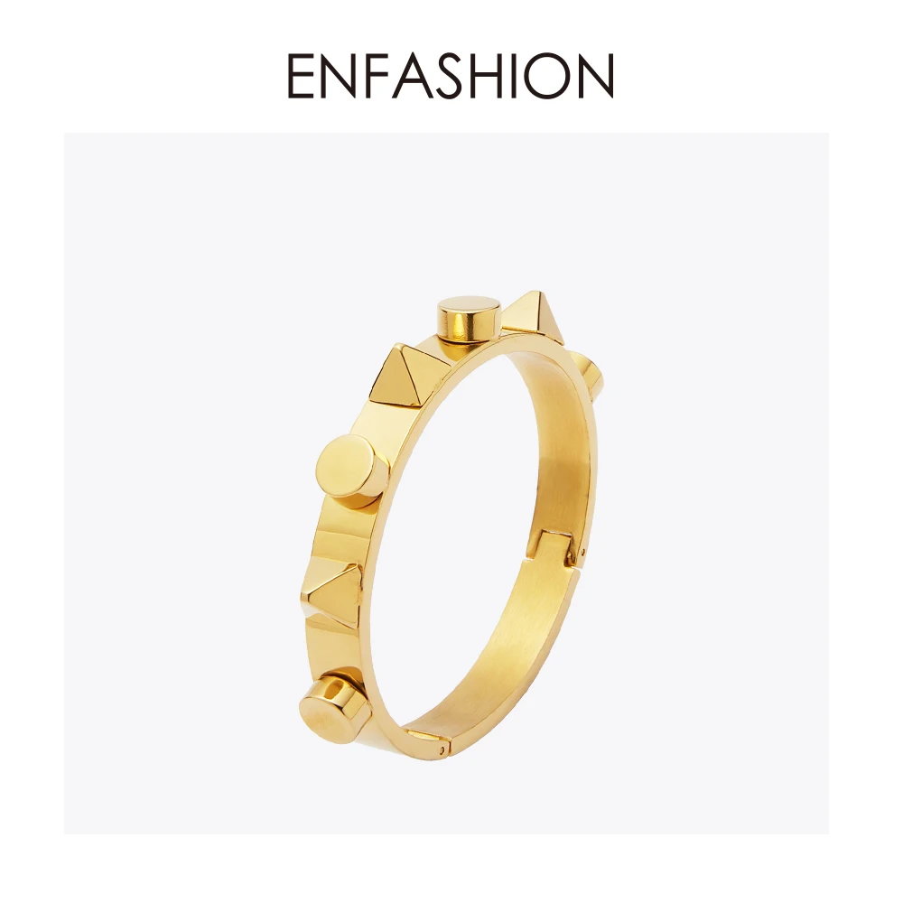 Enfashion, Браслет-манжета в виде пирамиды, маншет, нарукавная повязка, золотой цвет, панк, Спайк, браслет на запястье для женщин, браслеты на запястье, Pulseiras
