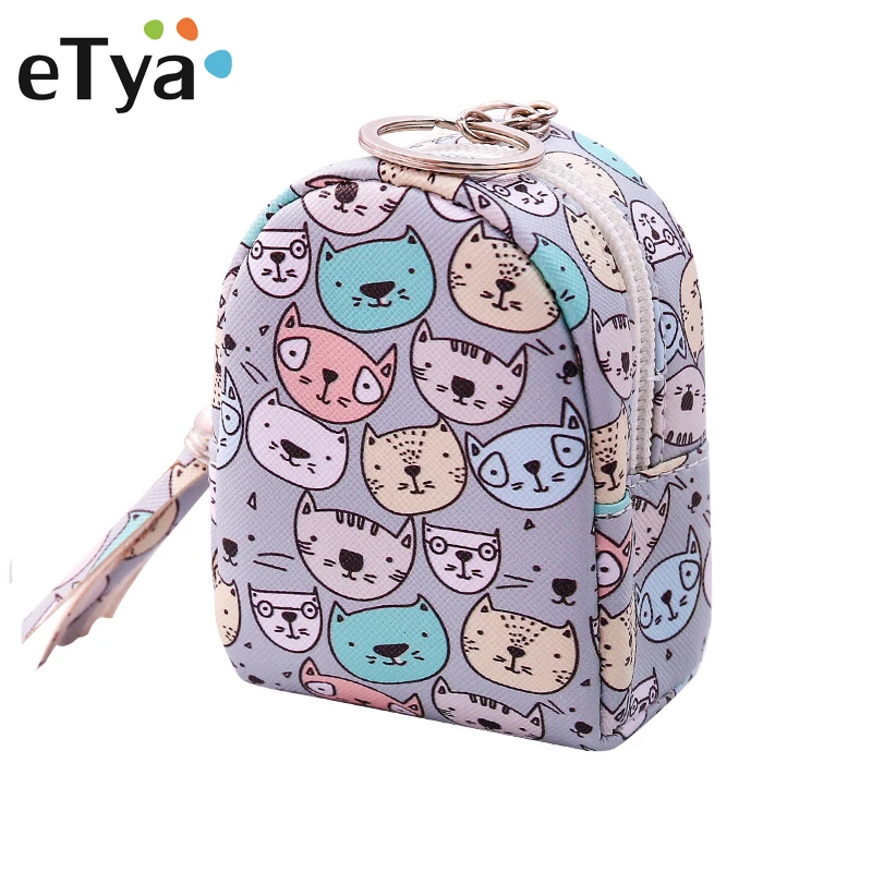 Женский кошелек для мелочи eTya с милым котом Модный Маленький кожаный женский