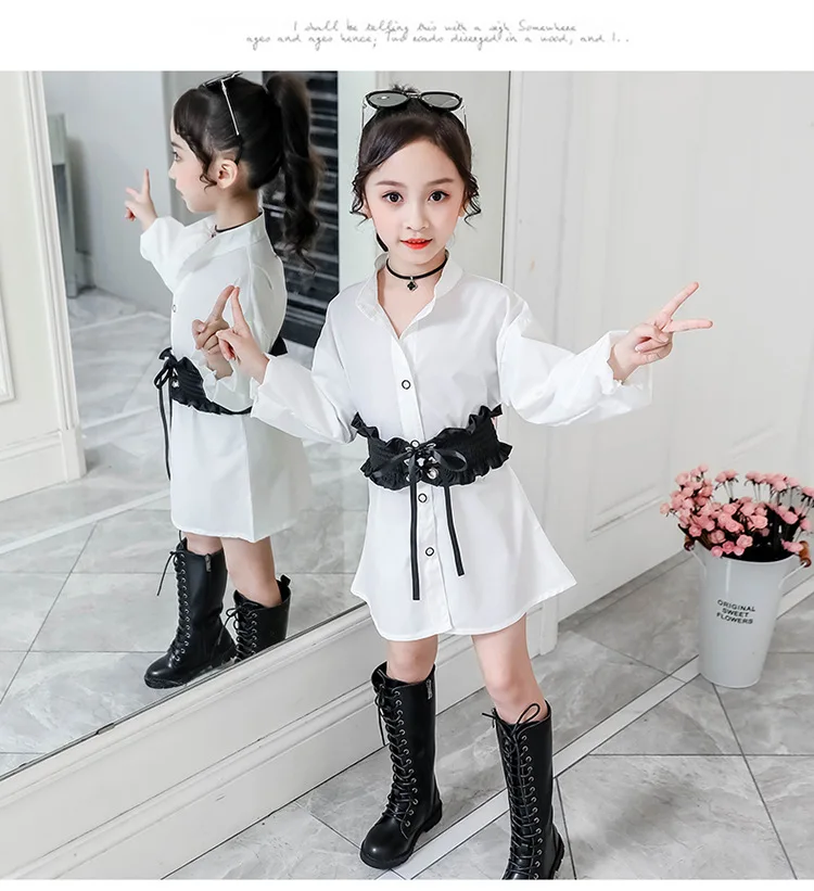 Детская одежда осенняя длинная рубашка для девочек юбка новинка 2019 с зарубежным