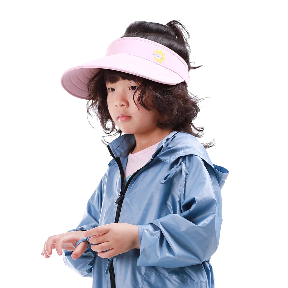 

OhSunny Summer Big Brim Sun Visor Caps Girls Outdoor Sports Cycling Beach Foldable Sunscreen Hats For Children Chapeu Feminino