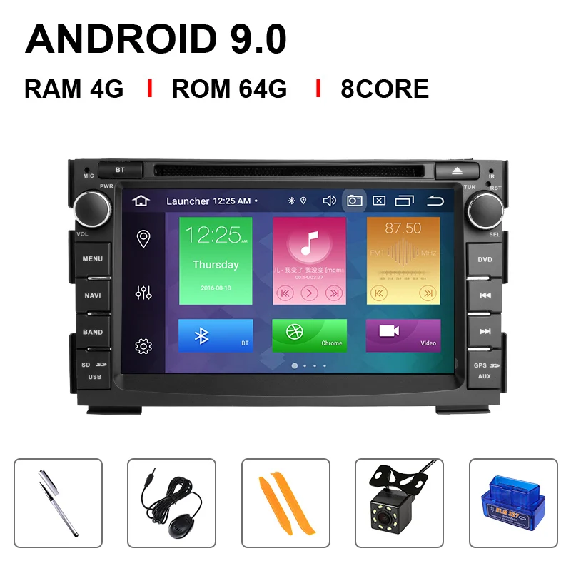 8 Core 64ROM OBD Cam Ips DSP 4G 64 Гб 2 Din Android 9,0 Автомобильный GPS DVD для KIA Ceed 2009 2010 2011 2012 Мультимедиа авто радио навигация головное устройство стерео - Цвет: 8 Core 64ROM OBD Cam