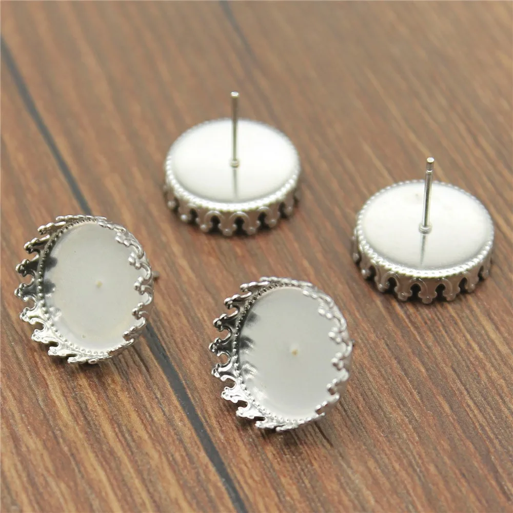 WYSIWYG 20 штук 12 мм 15 Корона край Нержавеющая сталь Материал серьги-гвоздики серьги