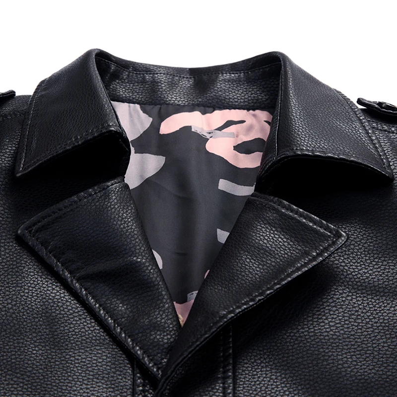 Мужская длинная мотоциклетная куртка из искусственной кожи в стиле стимпанк