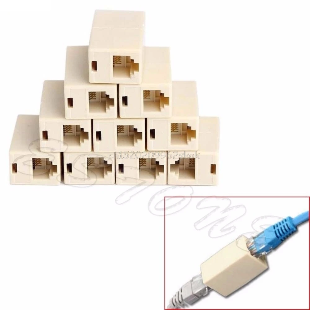 10 шт. RJ45 CAT5 Соединительный разъем сетевой LAN Кабельный соединитель расширителя