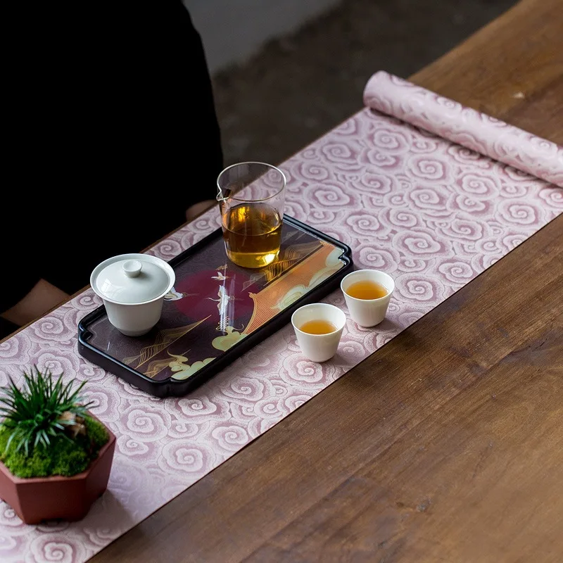 

Brocade Brocade Tea Mat Waterproof Chinese Zen Table Runner Tablecloth Tea Tray Mat Dry Pour Seats Tea Ceremony Utensils Tea Mat