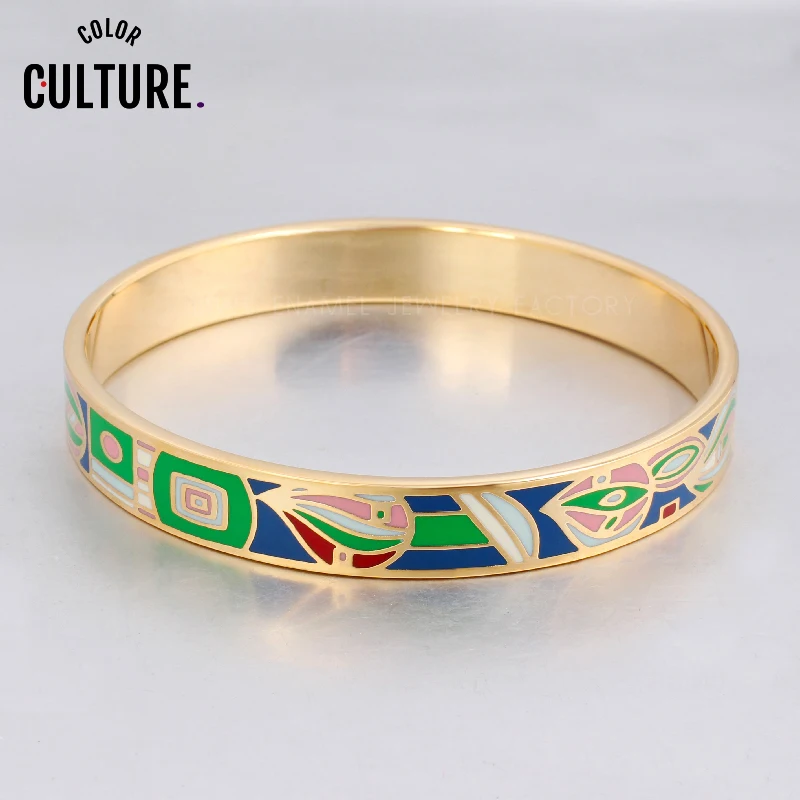 

Elegant Designer Filled Color Bangles for Women Stainless Steel Jewelry Ethnic Jewelry Enamel for Bracelets
