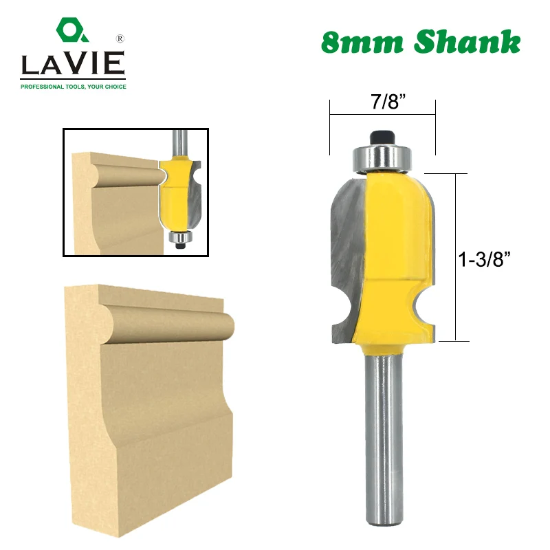 LAVIE 1pc 8MM Shank Architectural Molding Line Router Bit Woodworking Milling Cutter for Wood Bit Face Mill Wood 02080