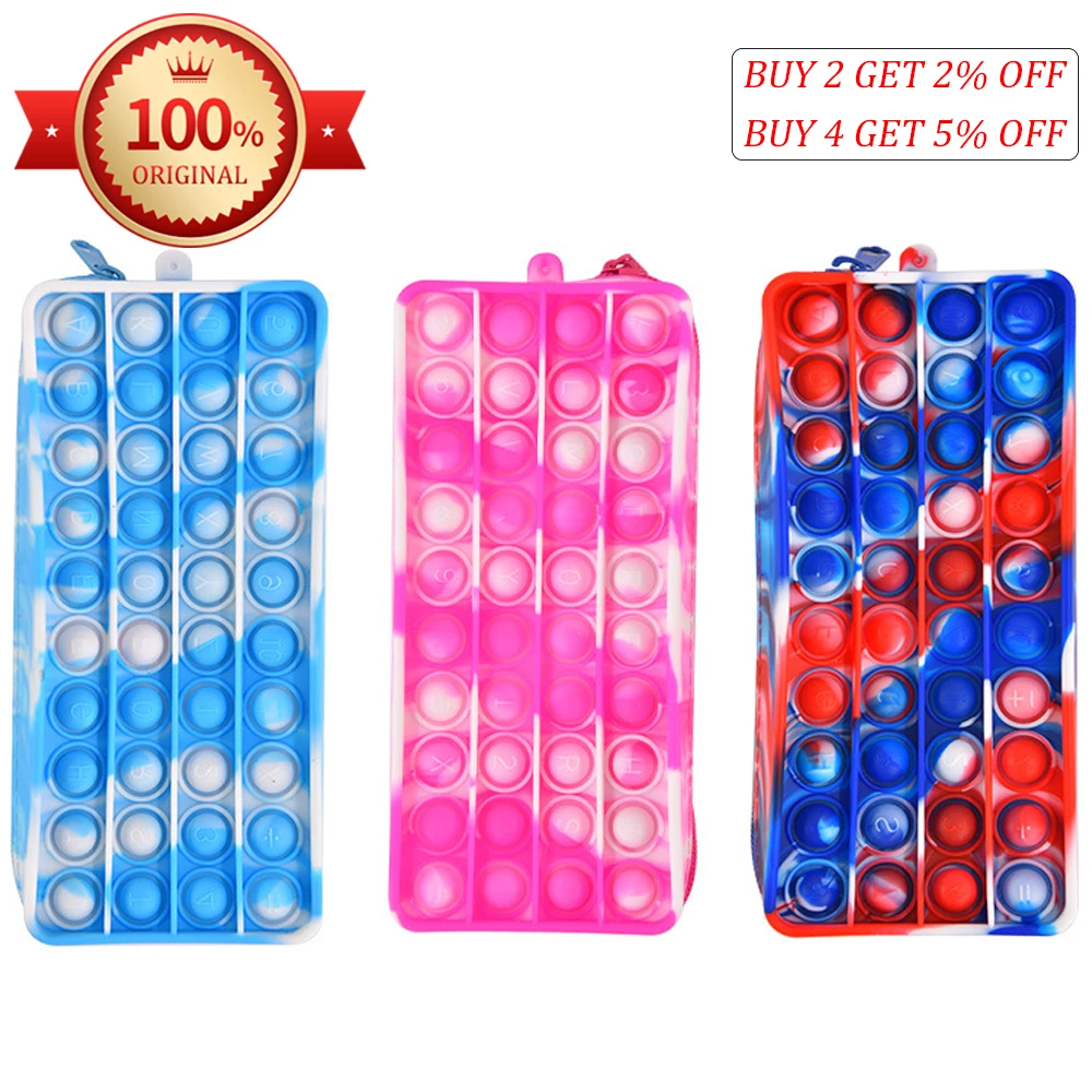 

Rectangle Bubble Hand Bags Pop Fidget Toys Kids Pencil Cases Simple Dimple Push Sensory Figet Toy Bolso Autism Antistress Game