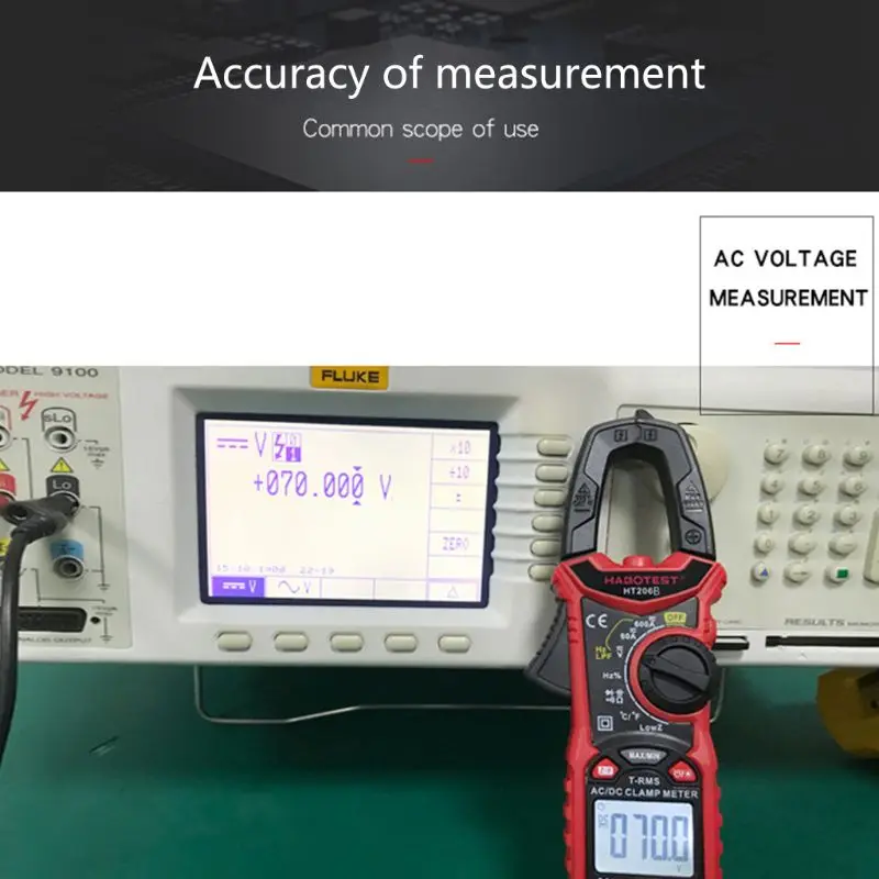 

HT206 AC/DC Digital Clamp Meter Multimeter High Precision Capacitance NCV Ohm Hz Tester