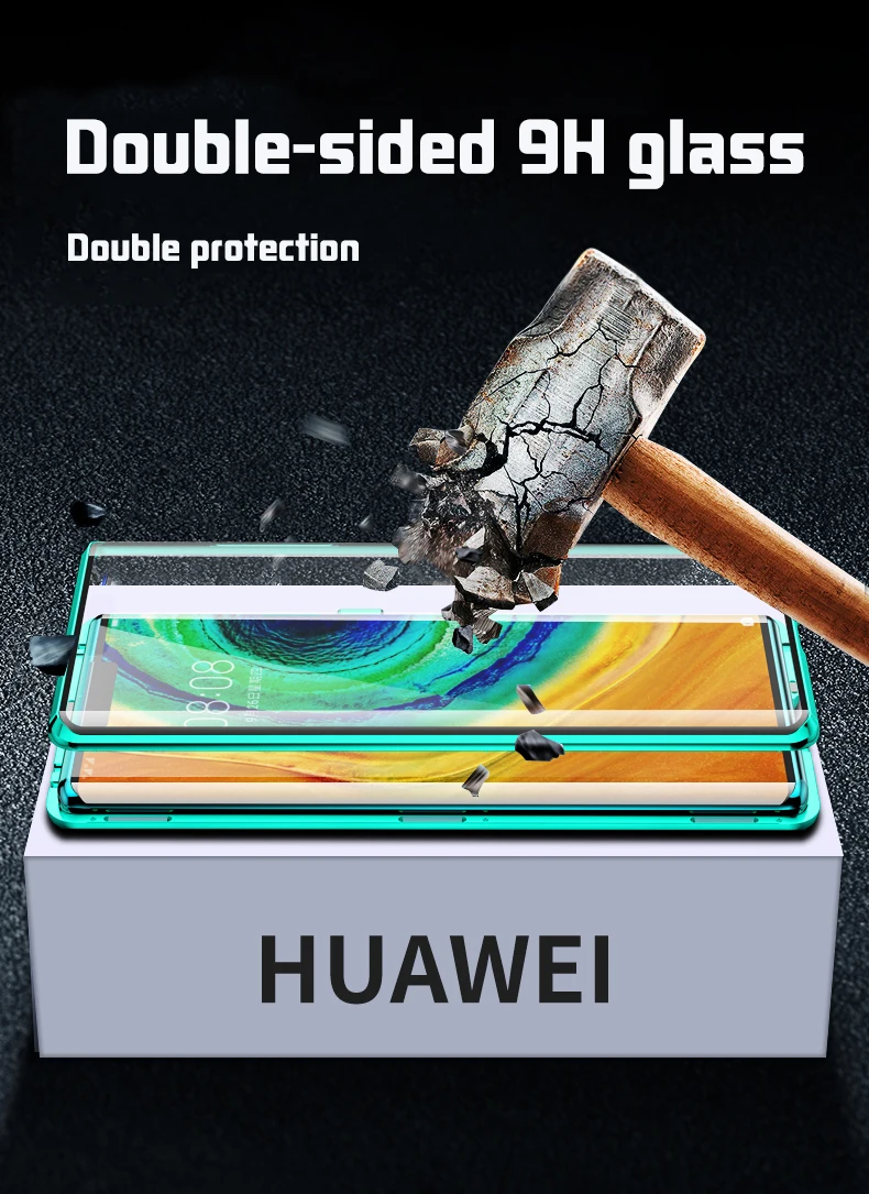 Роскошный защитный Магнитный чехол на весь корпус для huawei P30 P20 lite Pro 360, задняя крышка из закаленного стекла huawei mate 30 20 Pro Чехол