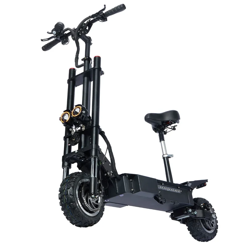 Электрический самокат Janobike с двойным приводом и сиденьем, 60 В/5600 Вт, быстрый складной самокат для взрослых, 11 дюймов, дорожный Электрический городской самокат