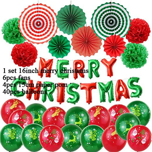XmasC Веселые Рождественские шары, набор для украшения, рождественские фольгированные шары, принадлежности для рождественского декора, рождественские Санта-Клауса, вечерние потолочные подвески - Цвет: XmasC